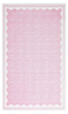 Produktbild von Rutschfester Teppich – Waschbar und pflegeleicht – Modernes Design mit dekorativer Wellenbordüre, dünnem Flor, kein Haarverlust – Ideal für Wohnzimmer und Schlafzimmer