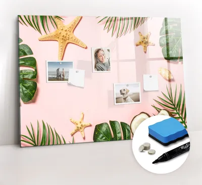 Produktbild von Magnetpinnwand Memoboard - Zubehörsatz - Schwarzer Marker + Schwamm + Magnete - 100 x 70 cm - Sommerstimmung