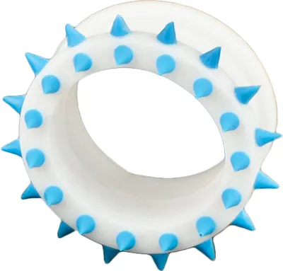 Produktbild von viva-adorno 1 Stück 16mm Flesh Tunnel Plug Ohr Piercing Spikes Silikon flexibel verschiedene Farben Größe 4 - 26mm Z109,weiß / blau