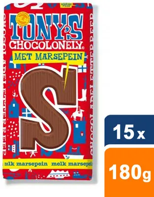 Image de Tony's Chocolonely - Chocoladeletter tony chocolonely melk marsepein s | 15 stuks