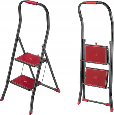 Image de Escabeau - Escabeau pliant - 2 marches - Acier - Ménage - Capacité de charge 150 kg