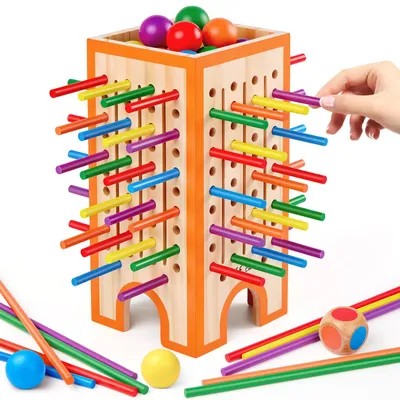 Productafbeelding van Houten bordspel voor kinderen, educatief spel voor wiskunde en fijne motoriek