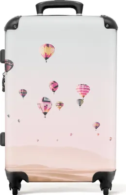 Produktbild von NoBoringSuitcases.com® Großer Koffer - Heißluftballon - Wüste - Himmel - Landschaft - Natur - Kombinationsschloss TSA - Hartschalen Trolley 4 Rollen - 72 liter - Reisekoffer - 66 cmKoffer Mittelgroß 67x43x25 cm, 72L,