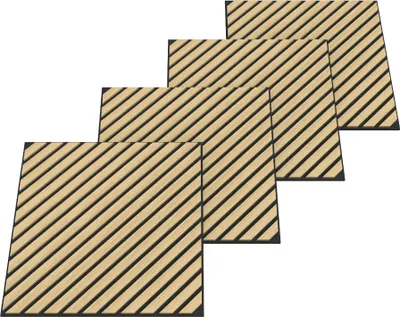 Obrázok produktu pre 3D akustický stenový panel, sada 16 ks „Vang“ s diagonálnymi lamelami, diagonálne 5,76 m², vzhľad dubového dreva