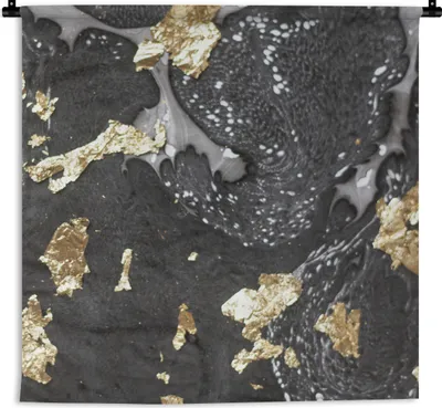 Produktbild von MuchoWow® Wandteppich Wandbehang Marmor - Gold - Weiß - Schwarz 150x150 cm Tapisserie Dekoration Wandtuch - Wohnaccessoires - Modernes