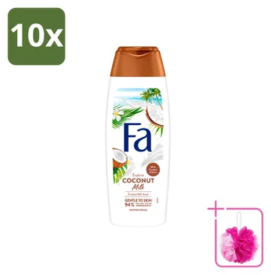Immagine prodotto di 10 flaconi di bagnoschiuma al latte di cocco - idratante e nutriente - 250 ml - confezione risparmio - 10 pezzi