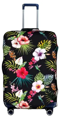 Produktbild von Kofferhülle mit Blumenmuster, elastisch, kratzfest, für Gepäck von 45,7 - 81,3 cm, weiß, L