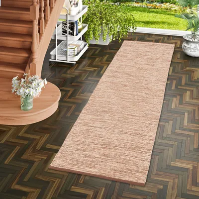 Produktbild von Baumwolle Natur Kelim Teppich Läufer Easy Beige Meliert, Größe:70x140 cm