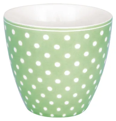 Produktbild von Greengate Latte Cup Becher DOTTY PALE GREEN Grün mit weißen Punkten Kaffeebecher
