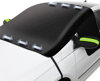 Produktbild von Frontscheibenabdeckung Winter, Scheibenabdeckung Auto mit 6 Magnet & 4 Riemen, Grün