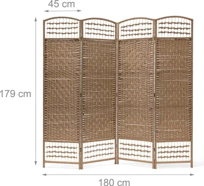 Produktbild von 4-teiliger Raumteiler aus Holz, natürliches Finish