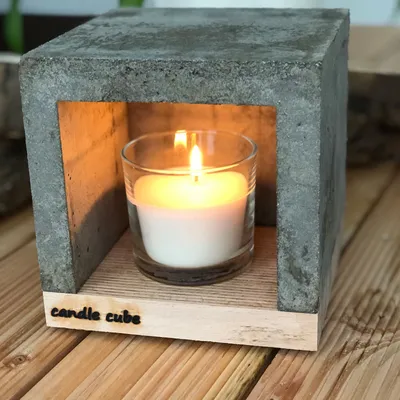 Produktbild von candle cube© Teelicht Tisch Kamin Beton mit Duftkerze Vanilla Dream