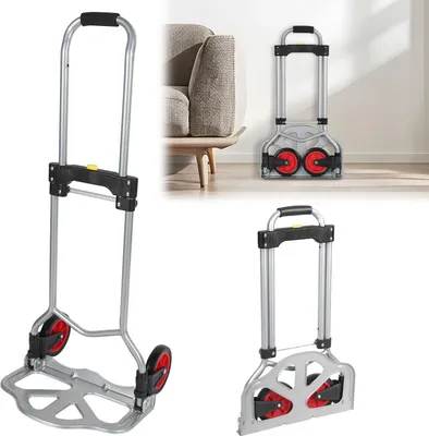 Produktbild von Jayseuw Stahl Klappkarre (60kg) , Sackkarren mit Treppensteiger, Hartgummireifen, Stahlrahmen & höhenverst Griff