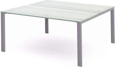 Produktbild von Mehrfacharbeitstisch Total BxTxH 160x163x73cm Gestell grau Platte Glas satiniert.