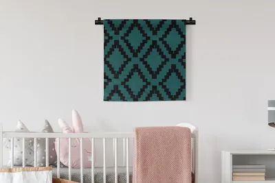 Produktbild von MuchoWow® Wandteppich Wandbehang Block - Muster - Blau 60x60 cm Tapisserie Dekoration Wandtuch - Dekorationen - Wand Decke