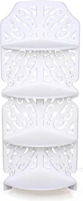 Immagine prodotto di Scaffale angolare per bagno - Scaffale indipendente - 4 ripiani - Plastica PVC - Non pieghevole - Dimensioni M - Bianco