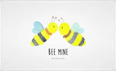 Produktbild von Mr. & Mrs. Panda Handtuch Biene Liebe - Weiß - Geschenk, baumwolle, Flauschtuch, Hummel, Frotteehandtuch, Baumwollhandtuch, kleines