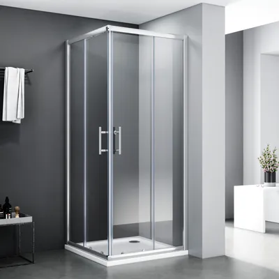 Produktbild von SONNI Prysznic narożny WxD: 80x80x185 cm Wejście narożne Podwójne drzwi przesuwne Prysznic Jednoszybowe szkło bezpieczne Funkcja szybkiego zwalniania Ochrona przed zachlapaniem