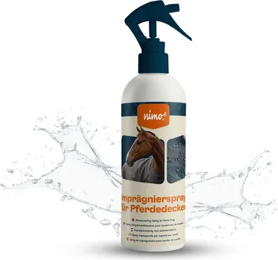 Produktbild von nimo® Imprägnierspray für Pferdedecken | Spray-On Imprägnierung | Imprägnierung, Versiegelung gegen Nässe und Schmutz | Atmungsaktiv | Regenschutz für Pferdedecken