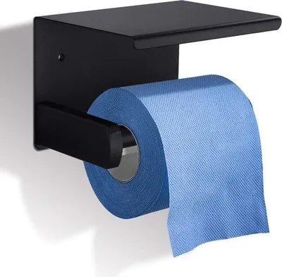 Produktbild von Famanu Toilettenpapierhalter mit integriertem Regal - Wandmontage, bohrfrei