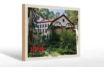Produktbild von Holzschild Reise 30x20cm Sofia Bulgarien Kloster Dragalevtsi
