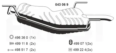 Immagine prodotto di ERNST 043069 Silenziatore terminale per OPEL VECTRA B (36) Impianto di scarico