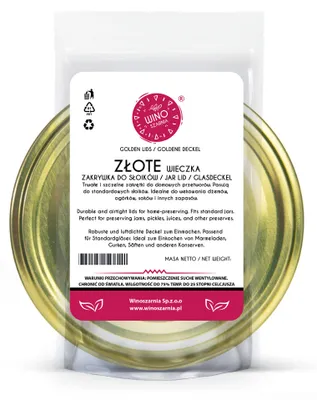 Zdjęcie produktu dla Zakrętki do słoików fi82 Złote| 6-zaczepowe | 50 sztuk twist-off Nakrętki wieczka