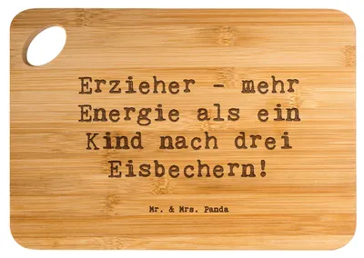 Produktbild von Mr. & Mrs. Panda Frühstücksbrett Spruch Erzieher Energie - Transparent - Geschenk, Berufsgestaltung, Schneidebrett, schneidbrett, Berufsliebe, Wertschätzung, Beruf, Brett