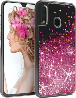Produktbild von EAZY CASE - Glitzer Hülle kompatibel mit Samsung Galaxy A40 Glitzer Schutzhülle, Soft Case, Backcover Transparent mit Motiv