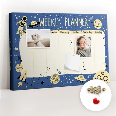Imagen del producto de Tablero de corcho con chinchetas - Panel con chinchetas para fotografías y notas - 60x40 cm - 100 chinchetas metálicas