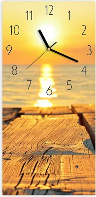 Produktbild von Wanduhr aus Glas mit Motiv Sonnenuntergang Meer- 30 x 60 cm - inkl. Aufhängesystem