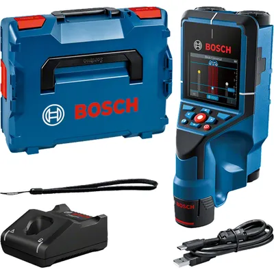 Productafbeelding van Bosch Professional D-Tect 200 C wall detector with 1 x 12V 2.0Ah battery. charger. USB-C cable. wrist strap. in L-Boxx - 0601081601