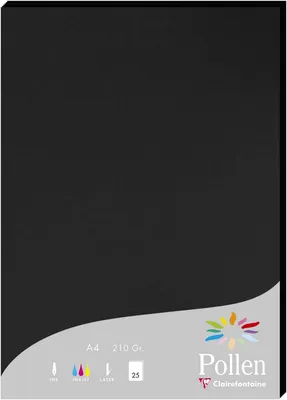 Produktbild von Clairefontaine Pollen, Laser-/Inkjet-Druck, A4 (210x297 mm), 25 Blätter, 210 g/m², Schwarz, Forest Stewardship Council (FSC) Mix