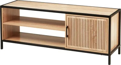 Produktbild von TV-Tisch mit Ablageflächen 116x33x45 cm schwarz/Holz