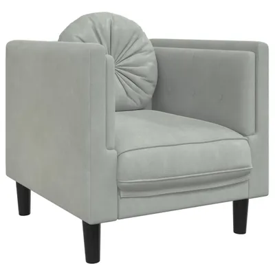 Image de Fauteuil avec coussin gris clair Velours
