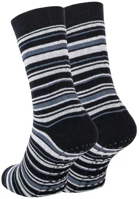 2 Paar Kinder Stopper-Socken ABS - Anti Rutschsocken mit Noppen aus Baumwolle Marine-Ringel