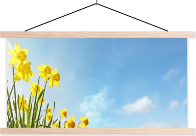 Produktbild von MuchoWow® Textilposter Blumen - Narzisse - Frühling 60x30 cm mit holzfarbenen Rahmen - Dekoration