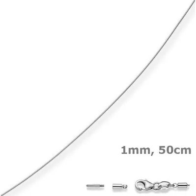 Produktbild von 1mm Halsreif Omegareif Omegakette 585 Gold Weißgold Goldkette 50cm abschraubbar