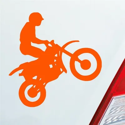 Produktbild von Auto Aufkleber Motorcross Motorrad Bike Tuning 10x9 cm Orange Sticker Heckscheibenaufkleber