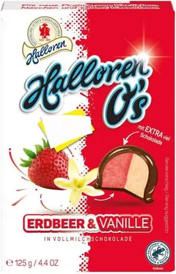 Produktbild von Halloren O's Erdbeer & Vanille 125g