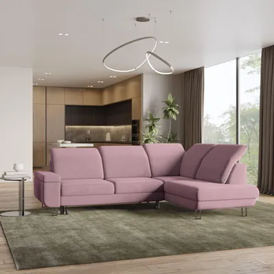 Produktbild von Masseno Ecksofa LERMA R-S mit Schlaffunktion L-Form, Sofa mit Bettkasten, Wohnzimmersofa, Couch, Soffa, Bettsofa, Couchgarnitur- Lila, MONOLITH 62