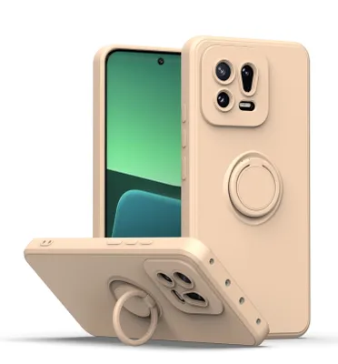 Obrázek produktu pro Xiaomi 13 Pouzdro, s prstencovým držákem a stojánkem, odolné proti poškrábání, měkký silikon pouzdro pro Xiaomi 13 Růžový