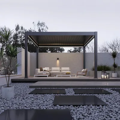 Produktbild von Gutroof Pergola "Deluxe Pro" 4x4m elektrisch, Aluminium, LED, Motorisiert | Anthrazit