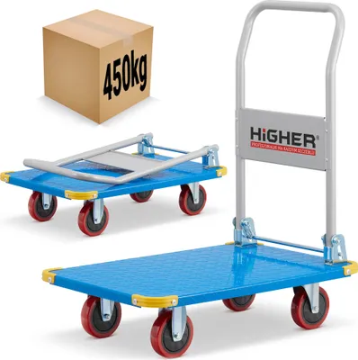 Zdjęcie produktu dla Wózek platformowy transportowy warsztatowy magazynowy HIGHER pełne koła 450kg