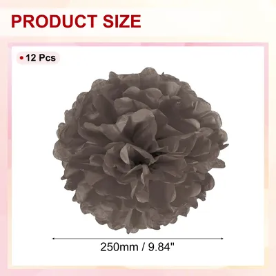 Produktbild von 12 Stš¹ck Seidenpapier Pompons Deko, Kaffee Pompons Dekoration fš¹r Geburtstagsdeko Party deko Hochzeitsdeko Gartenparty Babyparty, 250 x 250 mm