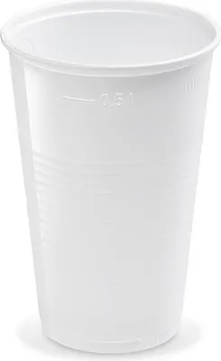 Zdjęcie produktu dla Biały plastikowy kubek 0,5 l, średnica 95 mm - 10 szt