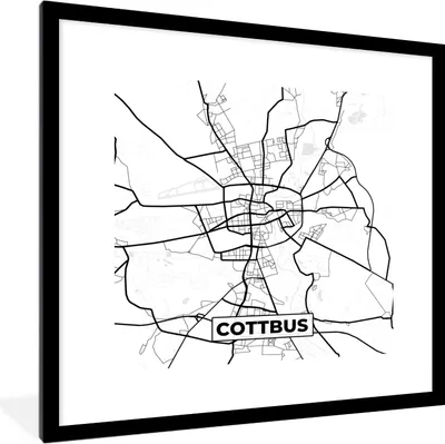 Produktbild von MuchoWow® Gerahmtes Poster Cottbus - Karte - Stadtplan 40x40 cm - Poster mit Schwarzem Bilderrahmen Wandposter Rahmen Foto Bilder - Poster - Plakat im Rahmen