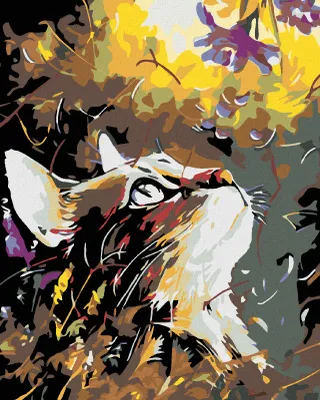 Produktbild von Diamondi - Diamond painting - KATZE IN WILDBLUMEN, 40X50 cm, ohne Keilrahmen