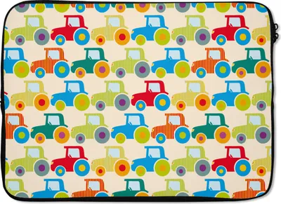 Produktbild von MuchoWow® Laptop Hülle 14 ZollMuster - Traktor - Farben - Jungen - Kinder - Kinder Laptoptasche - Laptoptasche - Stoßsicher - Schutzhaube