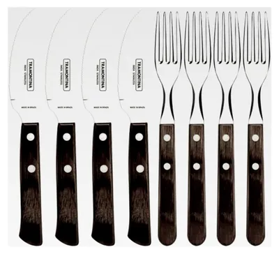 Produktbild von Pizzabesteck, 8-teiliges Set für 4 Personen, rostfreier Edelstahl, Holzgriffe, spülmaschinengeeignet